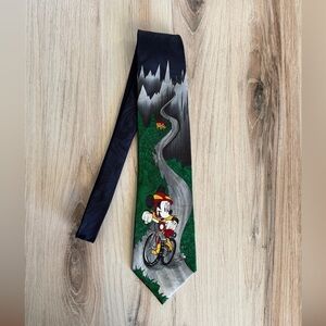 Vintage Disney Mickey & Co. Balancine Necktie Tie Mickey Mouse Bicycle